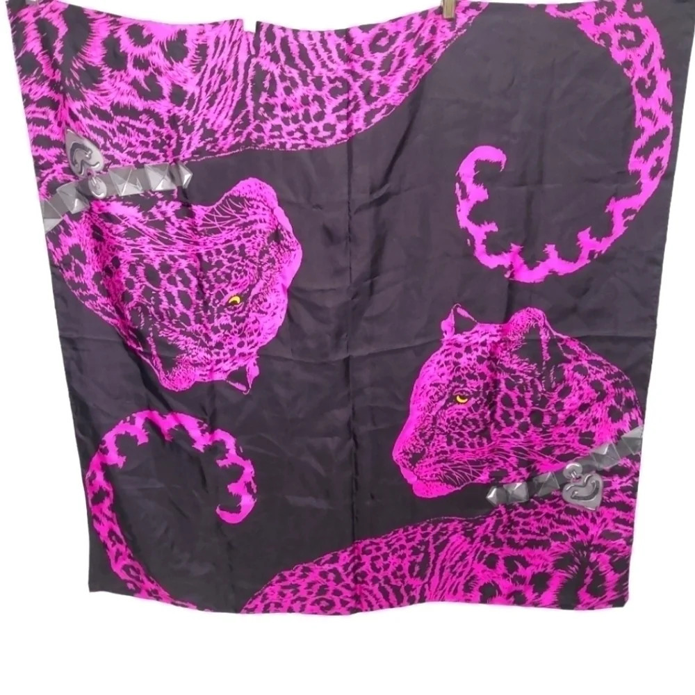 Rare Juicy Couture 100% Leopard Big Cat Silk Scarf